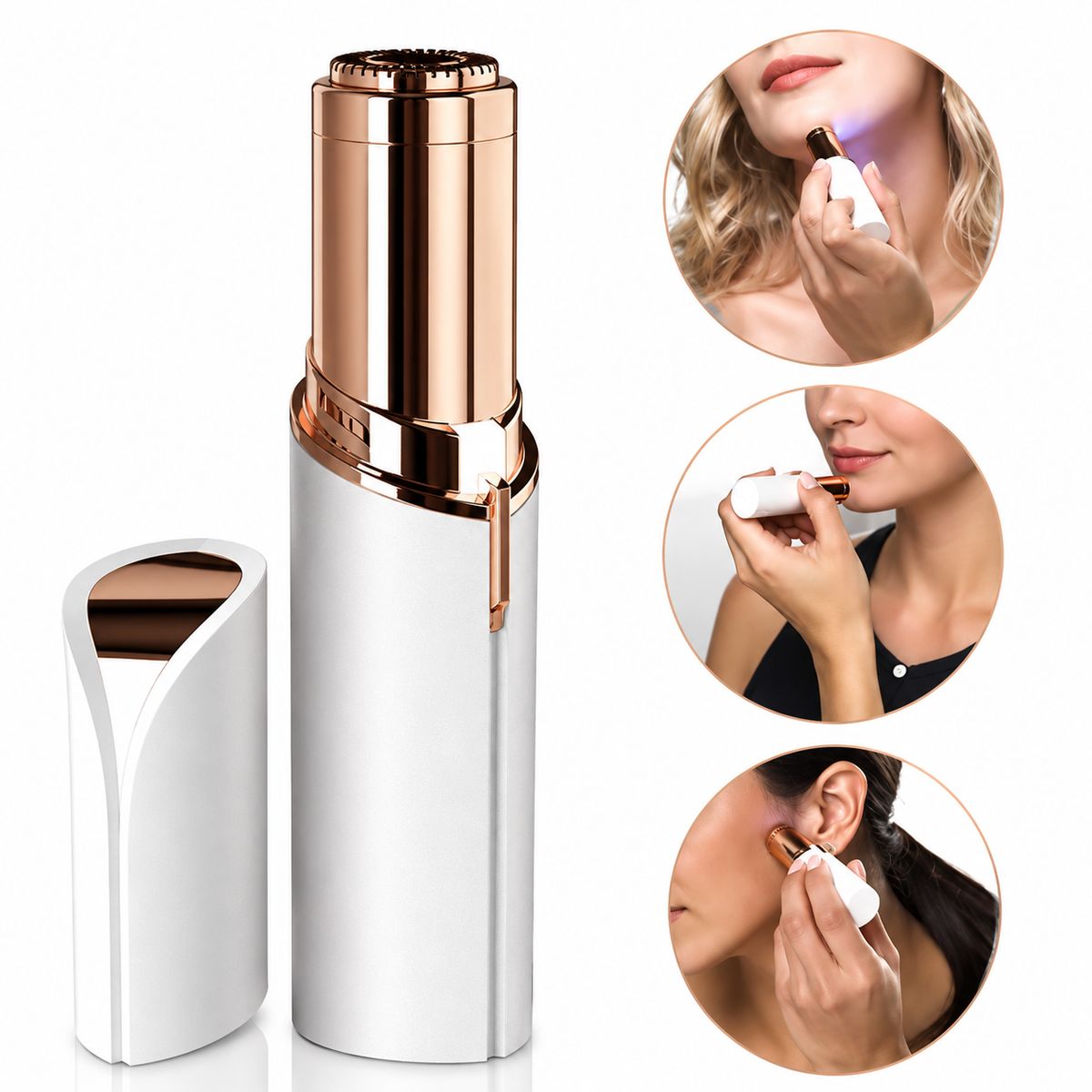 GENERICO - Depiladora Facial Eléctrica Recargable Tipo Labial con Luz LED Indolora Portátil