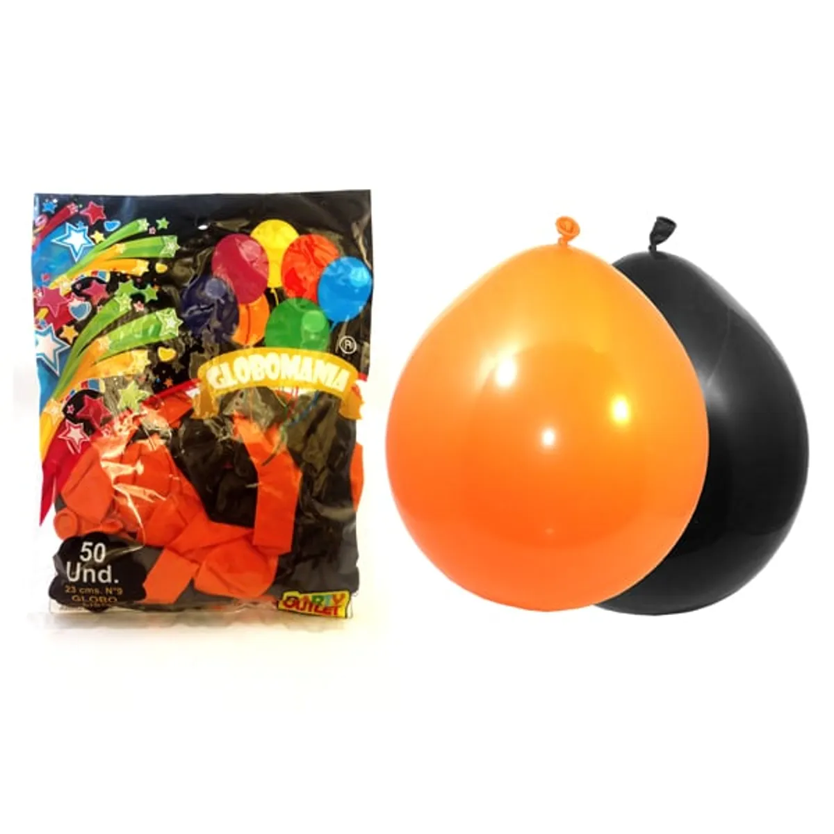 GENERICO - GLOBO 09 STANDARD A NEGRO/NARANJA X 50 UNI