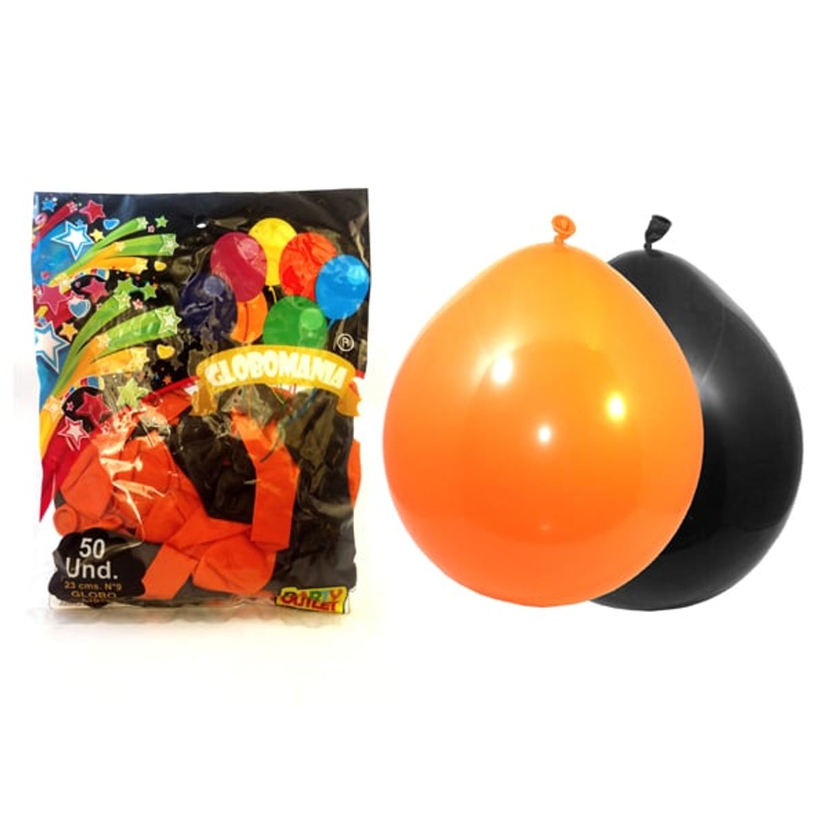 GENERICO - GLOBO 09 STANDARD A NEGRO/NARANJA X 50 UNI
