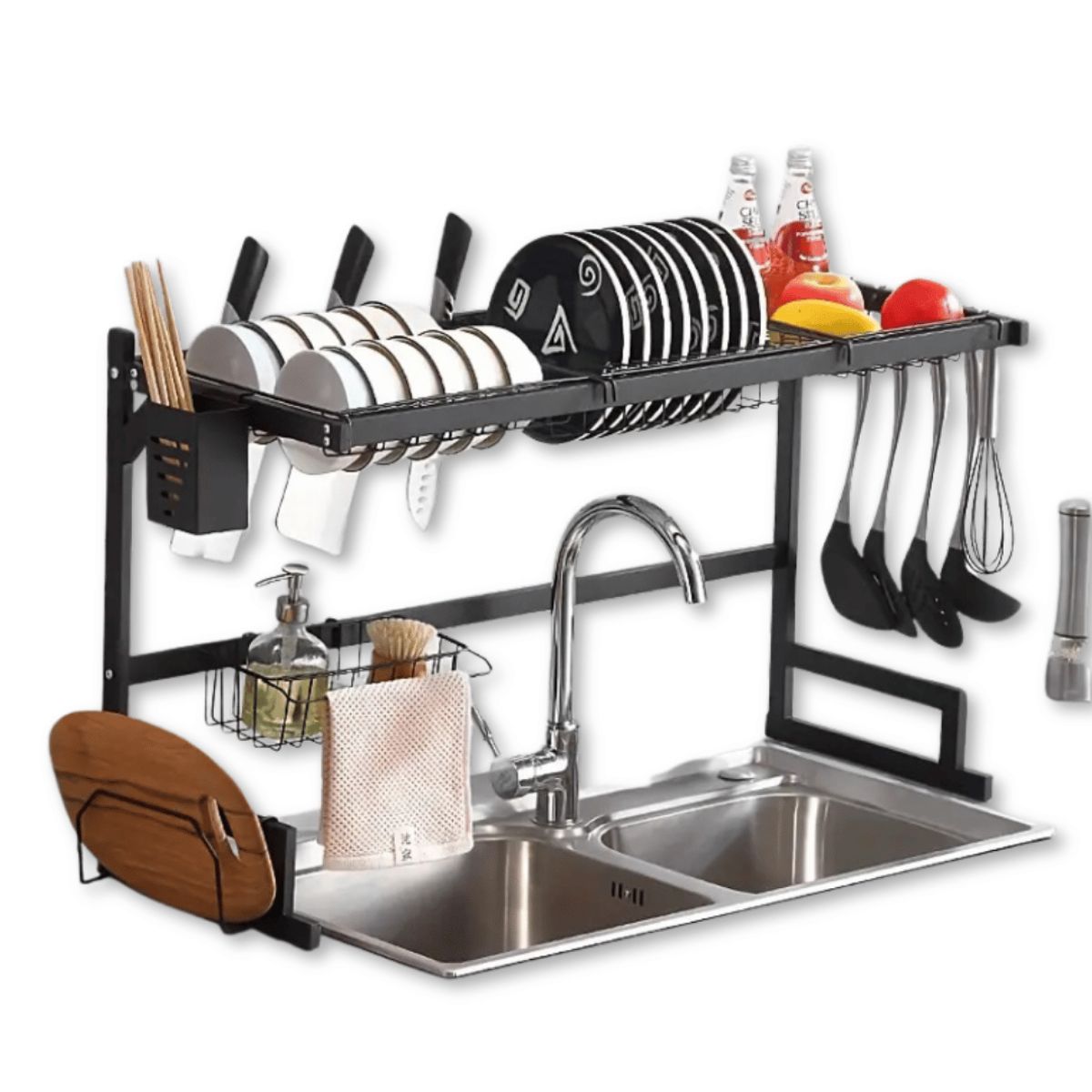 LINE - Escurridor Trastes Platos Fregadero Nivel Ajustable Acero Carbono Inox