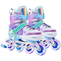 GENERICO - Patines En Linea Roller Estrellas Lila Ruedas Led Talla M