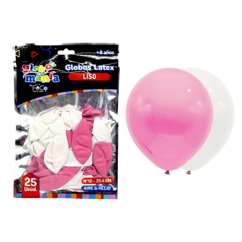 GENERICO - GLOBO 10 BLANCO/ROSADO X25UNI