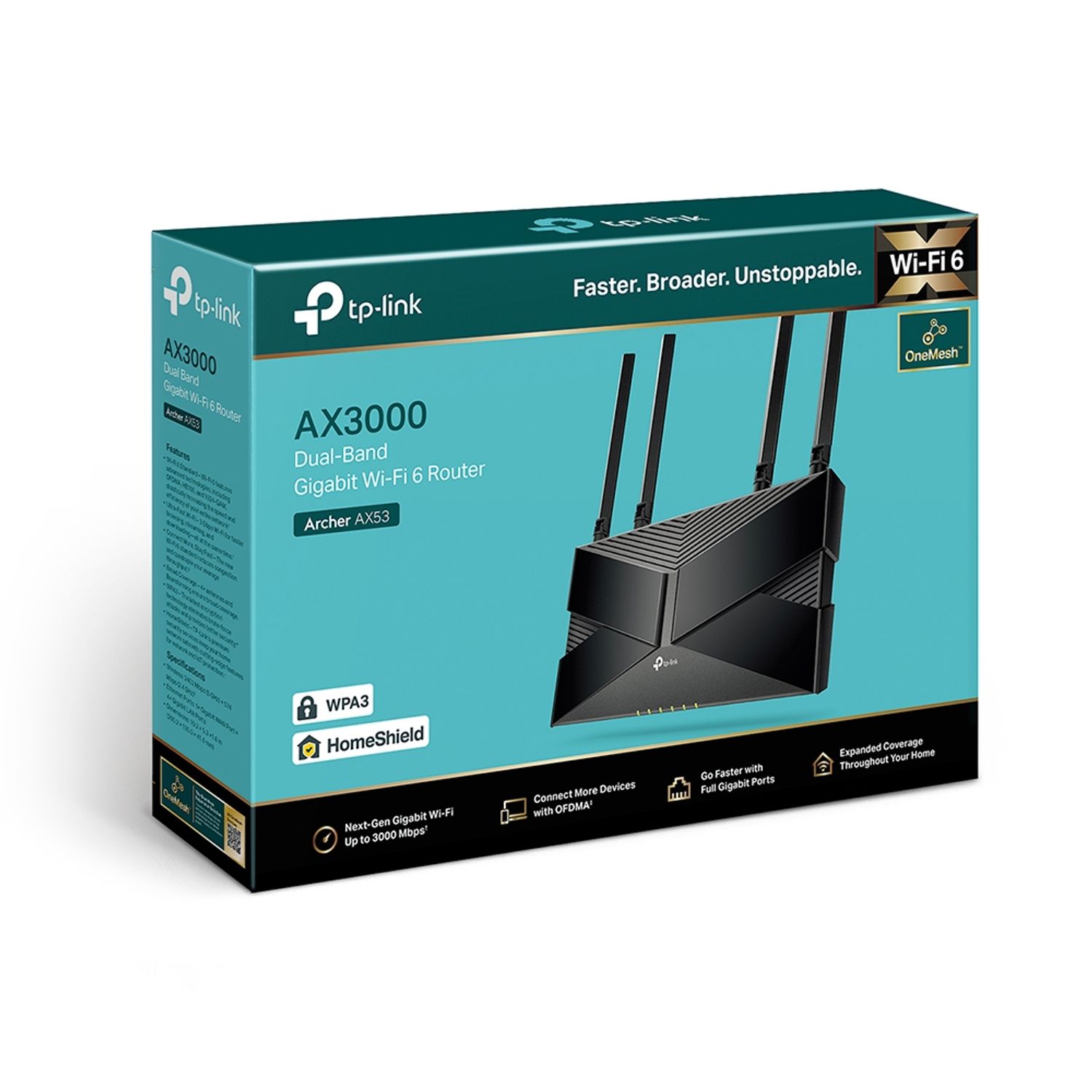 TP LINK Router Gigabit Wifi 6 Dual Band Ax3000, Archer Ax53
