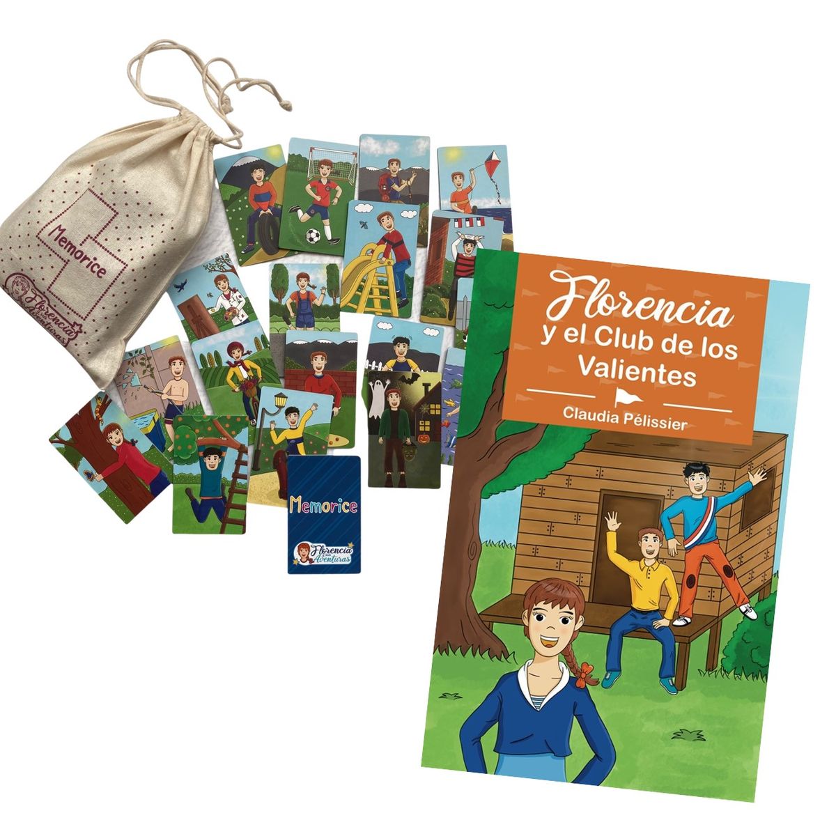 FLORENCIA Y SUS AVENTURAS - Pack Memorice con Libro Florencia y el Club de los Valientes