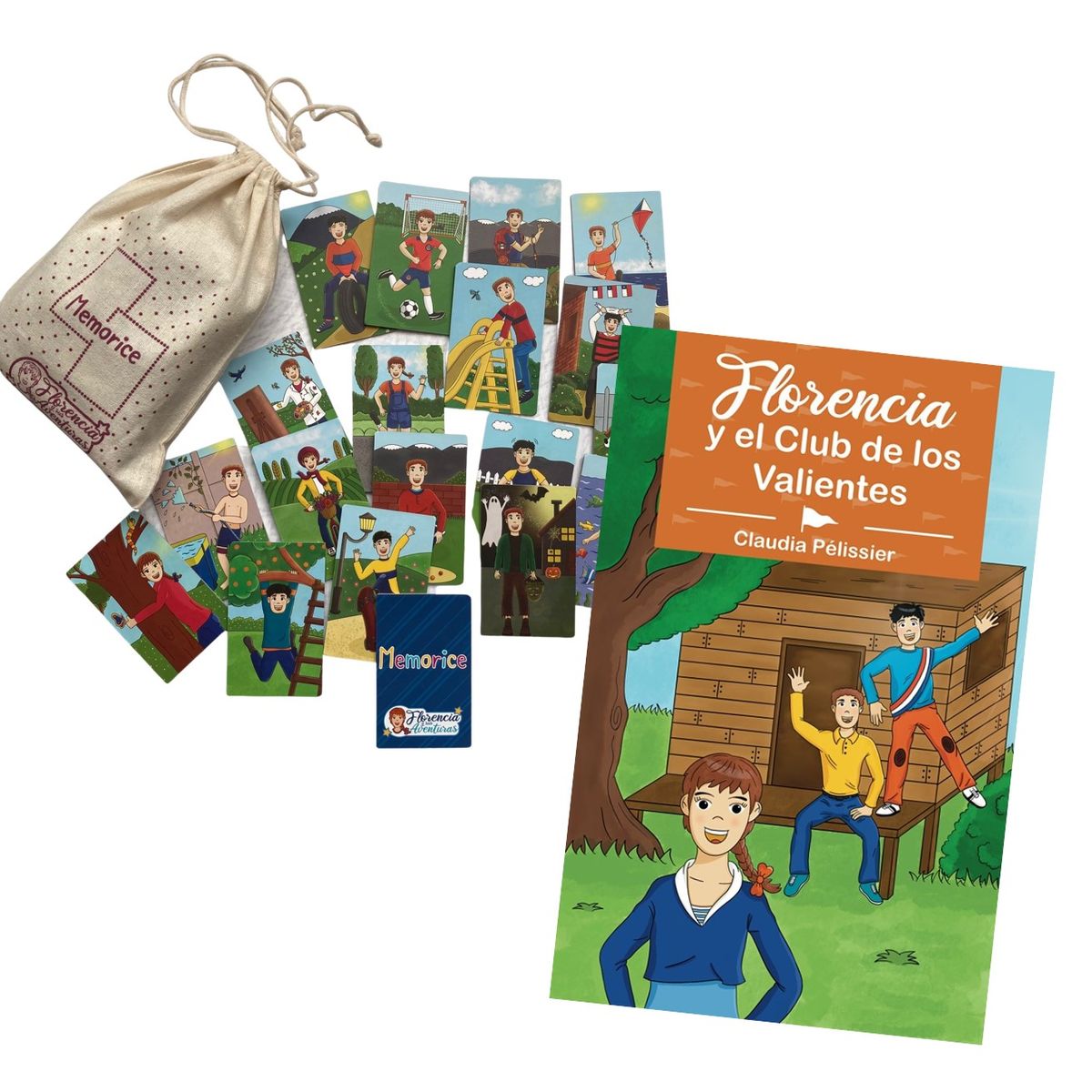 FLORENCIA Y SUS AVENTURAS - Pack Memorice con Libro Florencia y el Club de los Valientes