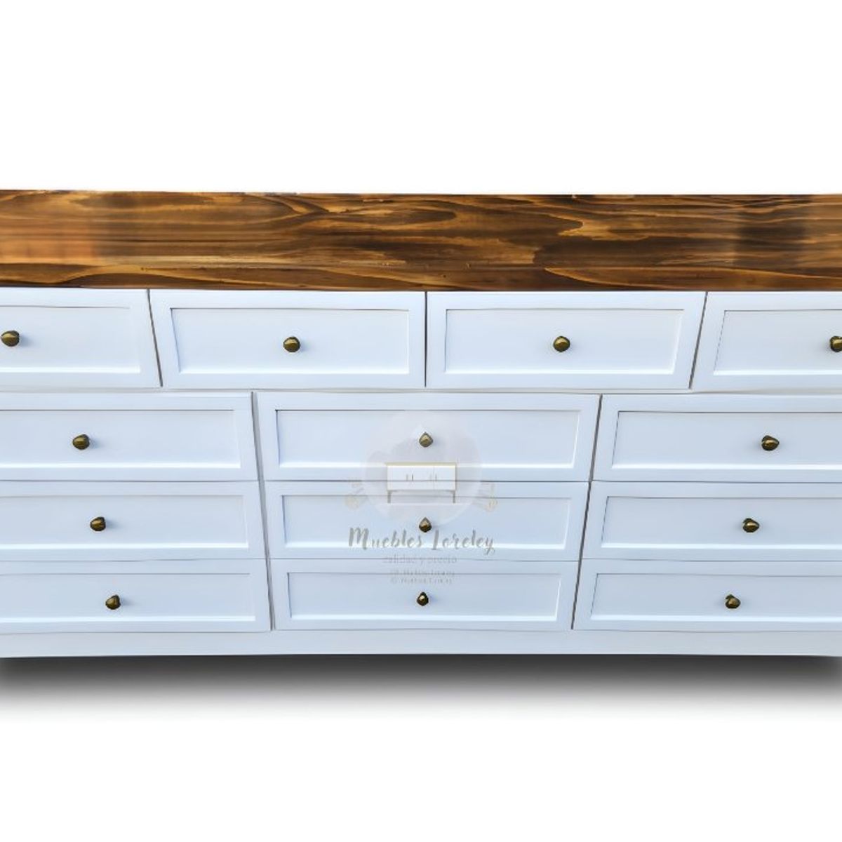 RUSTIC STYLE - GRAN CÓMODA MADERA DE 13 CAJONES DE 2 METROS + TIRADORES DELUXE