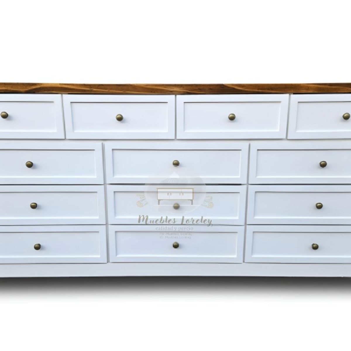 RUSTIC STYLE - GRAN CÓMODA MADERA DE 13 CAJONES DE 2 METROS + TIRADORES DELUXE