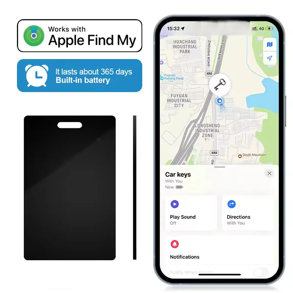 GENERICO - Tarjeta Rastreadora Localizador De Billetera Solo Para Apple