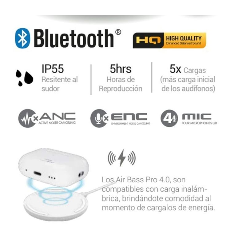 MLAB - Audifonos MLAB Air Bass PRO 4.0 Blanco Nexstore - 9367
