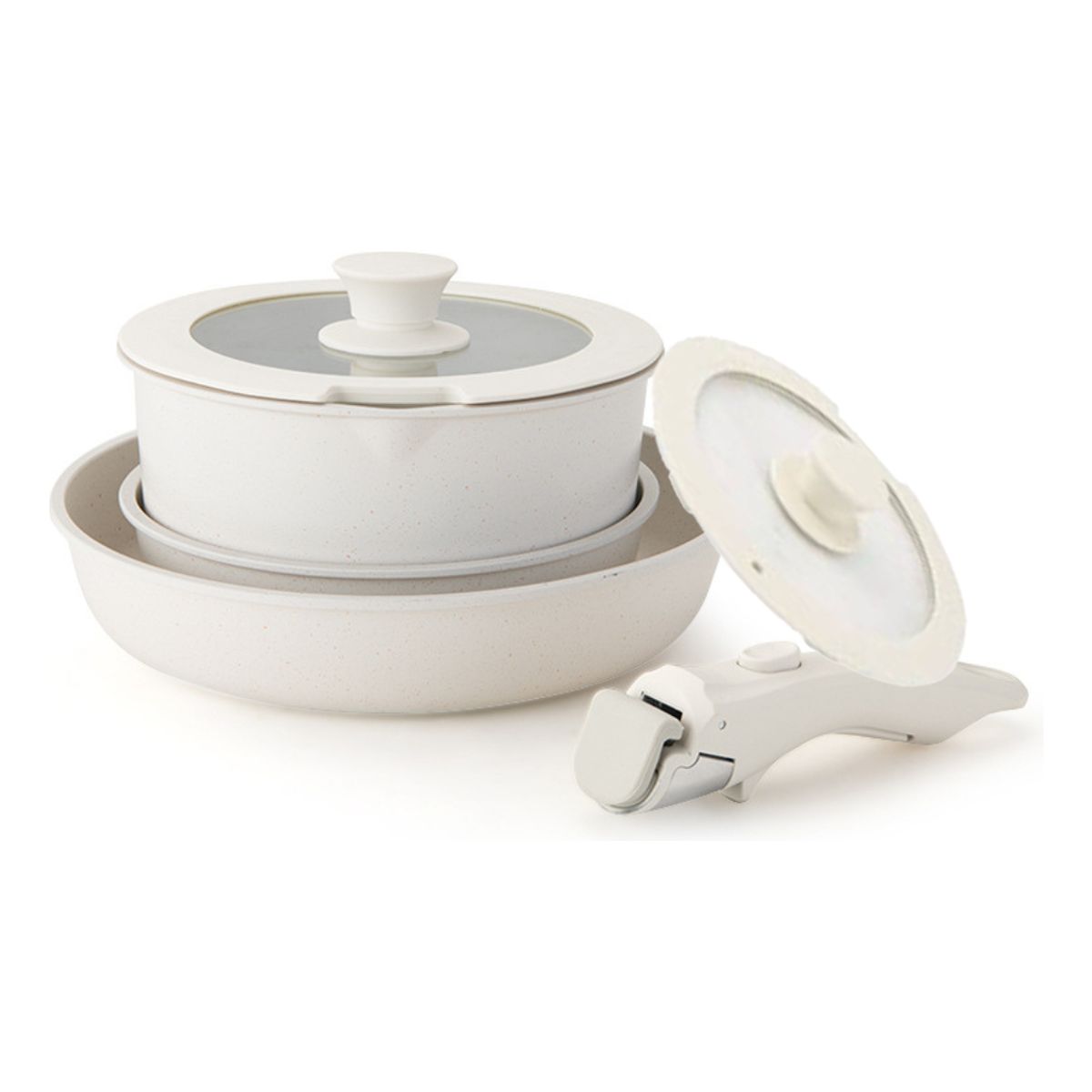 GENERICO - Batería De Cocina Mango Removible 5 Piezaz Antiaderente Olla