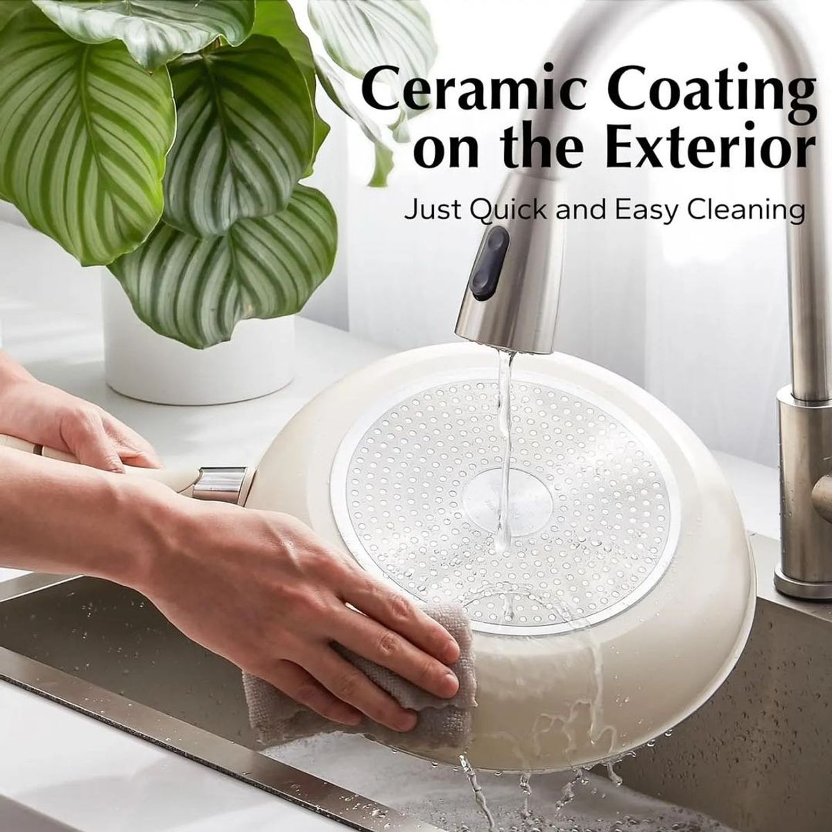 GENERICO - Batería De Cocina Mango Removible 5 Piezaz Antiaderente Olla