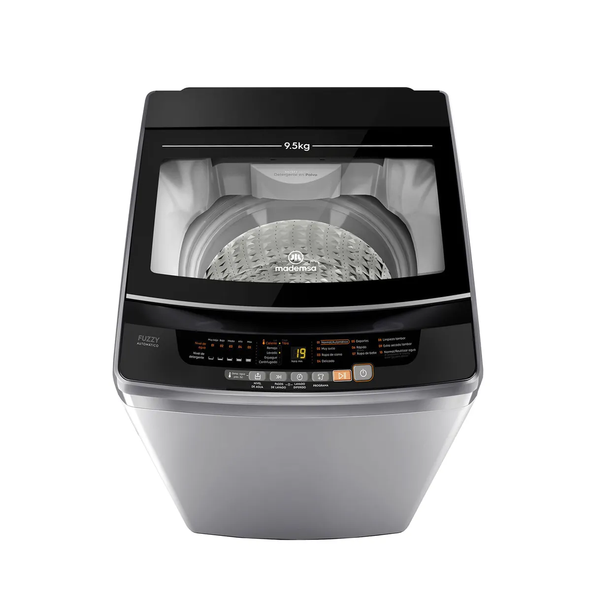 MADEMSA - Lavadora Automática Mademsa 9,5Kg Carga Superior Fuzzy Automático 9,5 SZG Gris