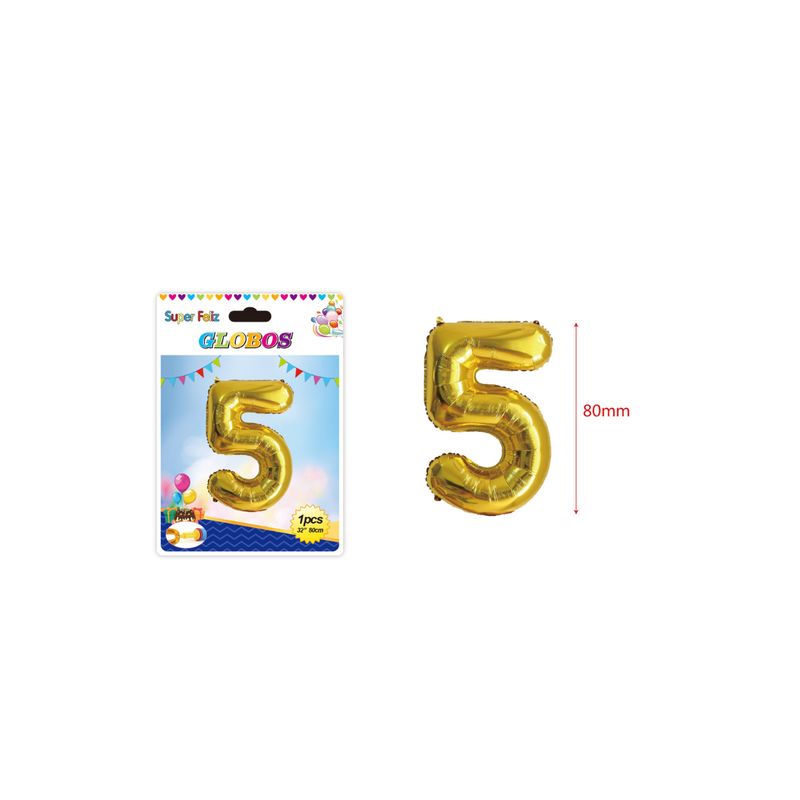 GENERICO - GLOBO NUMERO 5 80 MM 1 PCS