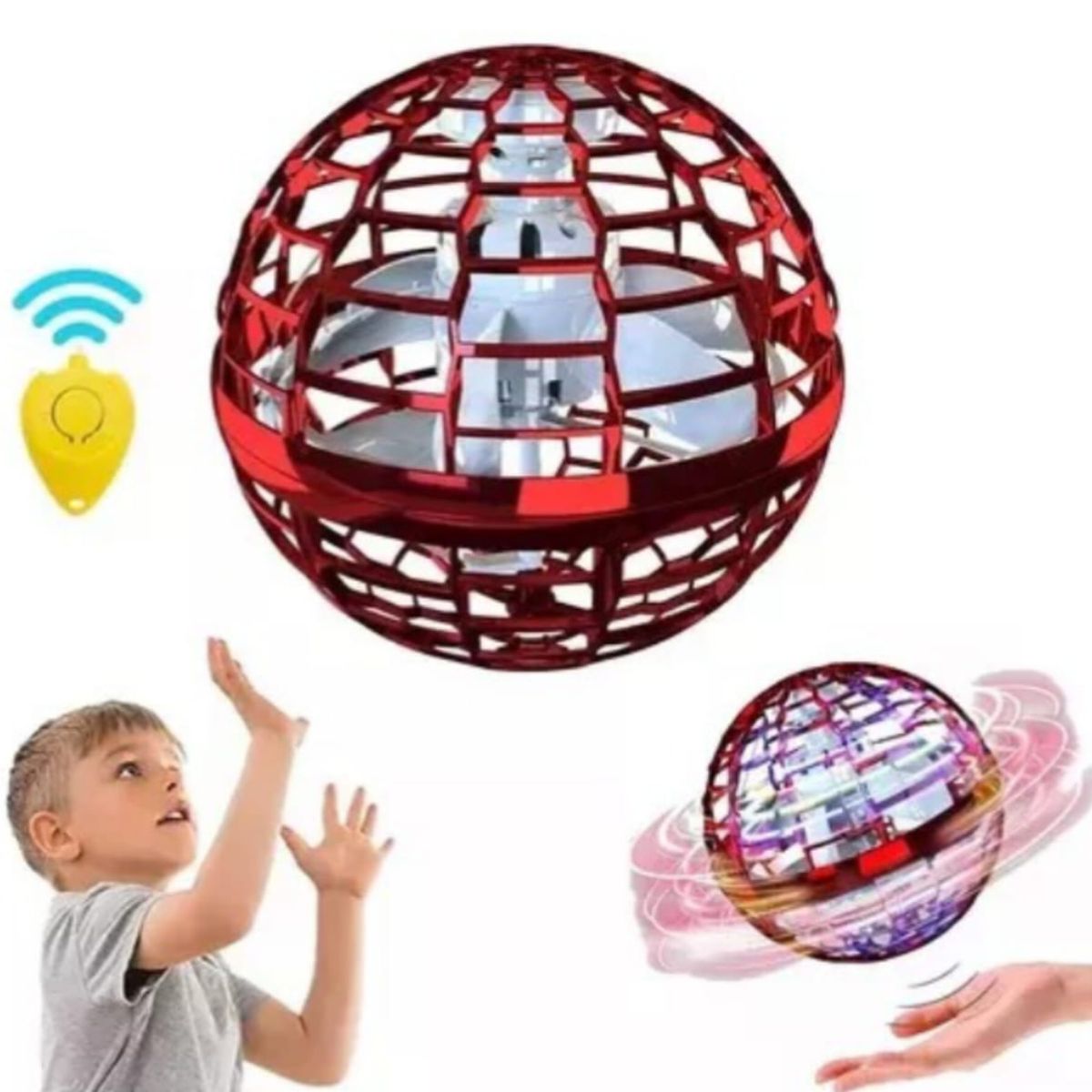 GENERICO - Bola Voladora Luminosa Con Control Remoto Y Luces Led Roja