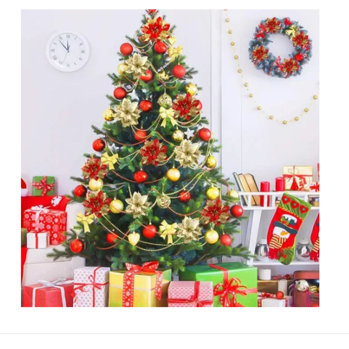 GENERICO - 20 Flores Noche Buenas Artificiales Adornos Arbol Navidad