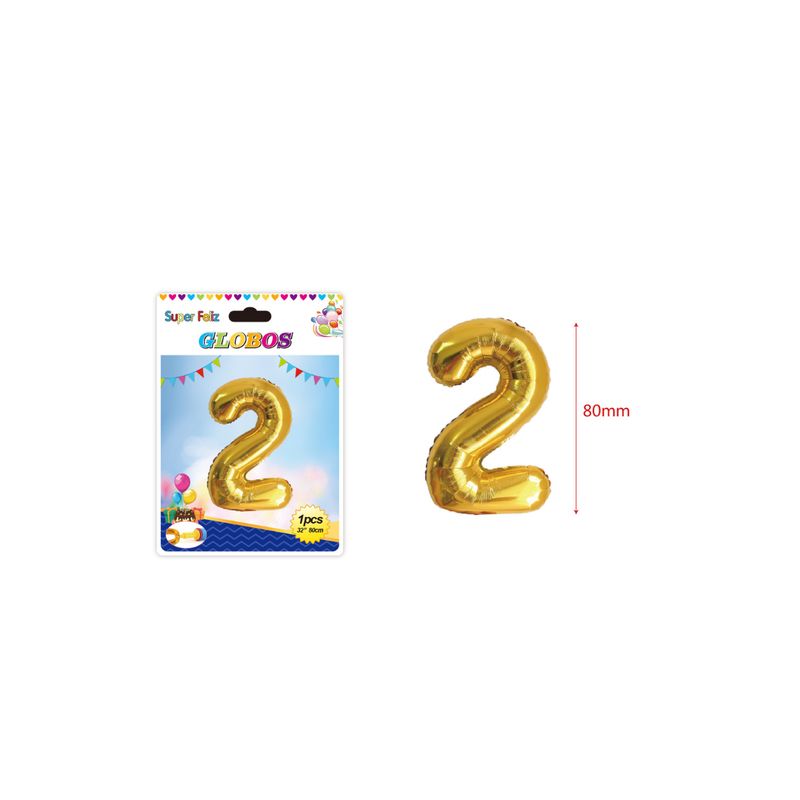 GENERICO - GLOBO NUMERO 2 80 MM 1 PCS