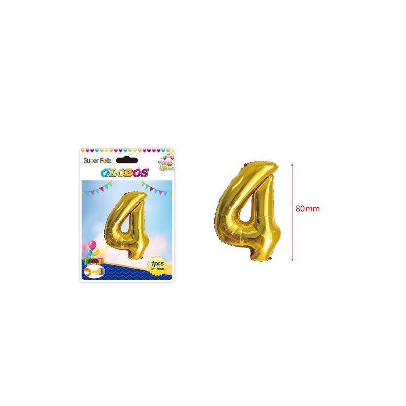 GENERICO - GLOBO NUMERO 4 80 MM 1 PCS