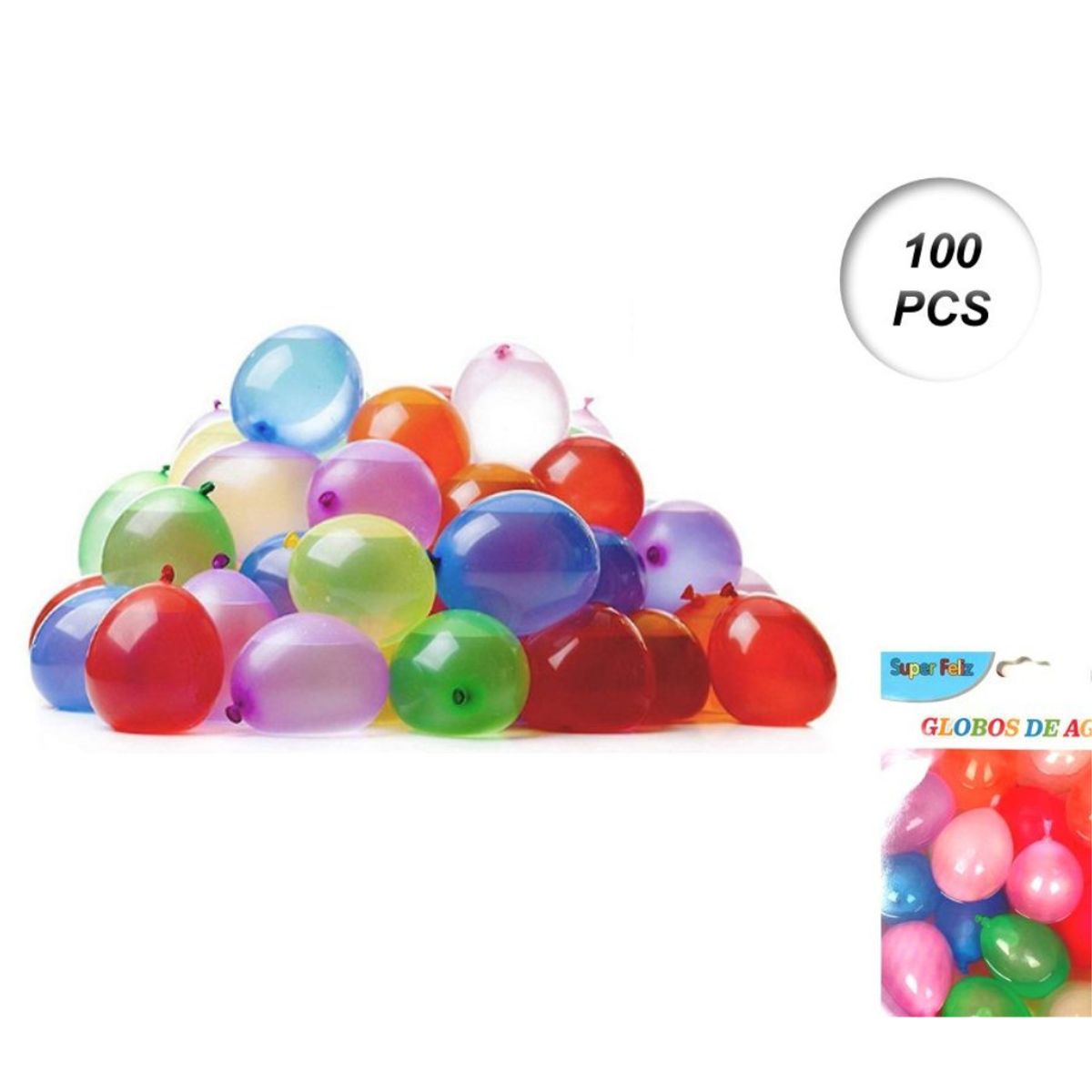 GENERICO - GLOBOS MULTICOLOR 100 PCS
