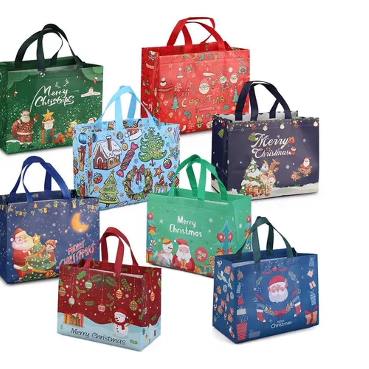 GENERICO - 8 Pzas Bolsa De Regalo De Navidad Con Asas Decoración