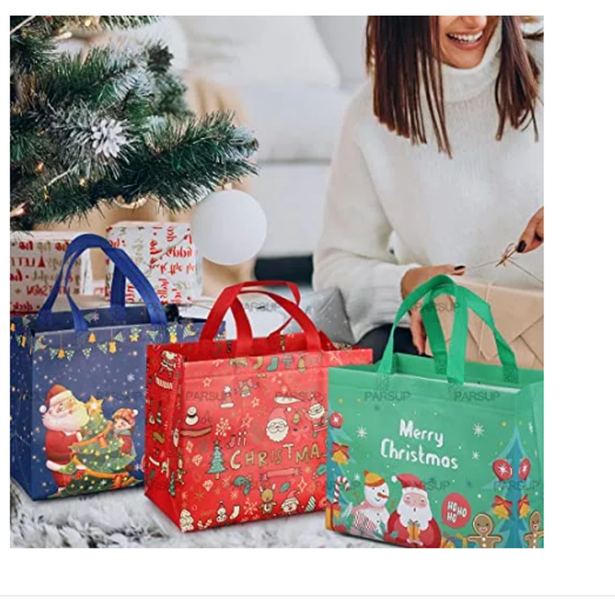 GENERICO - 8 Pzas Bolsa De Regalo De Navidad Con Asas Decoración