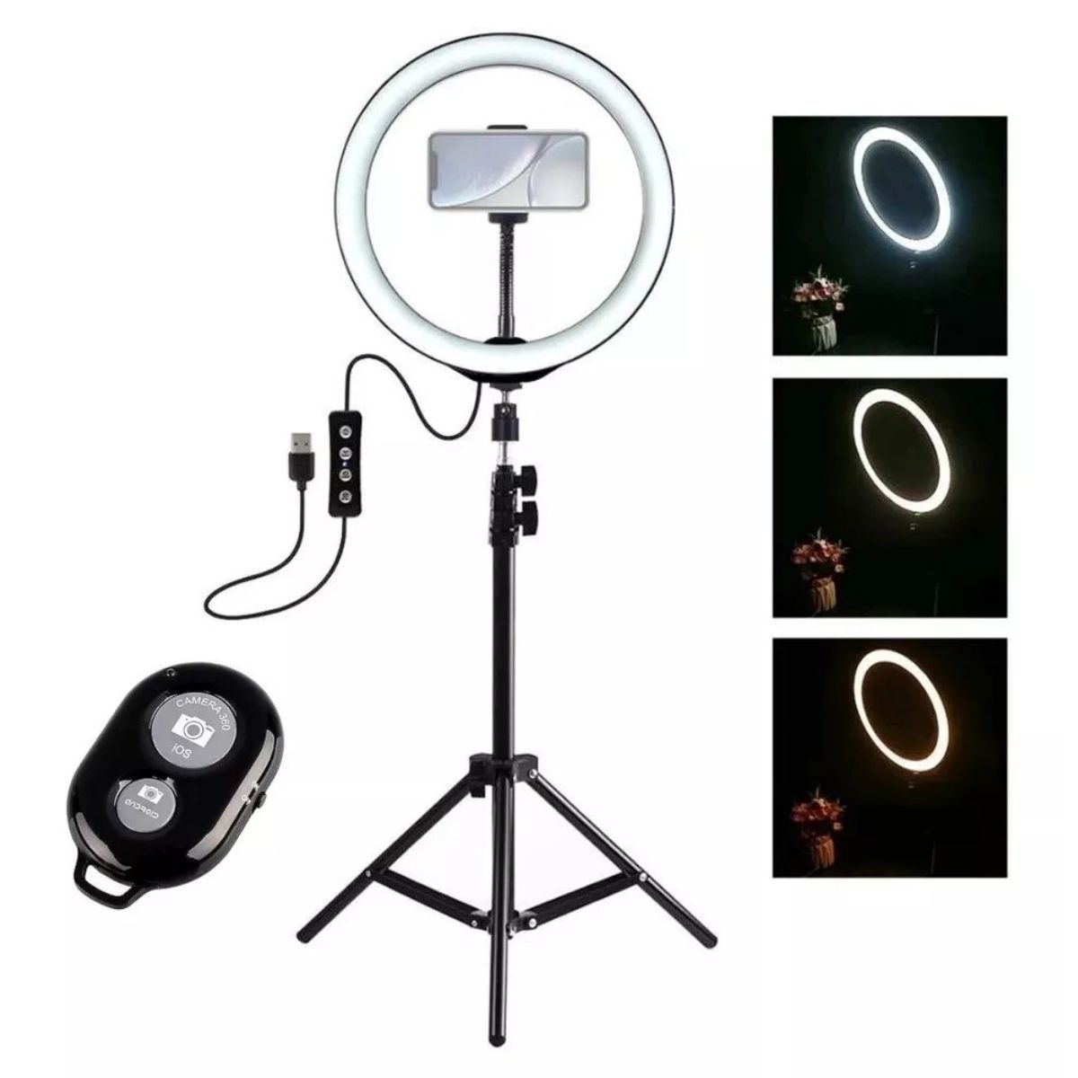 GENERICO - Aro de Luz LED 26 cm Trípode 2.1 M