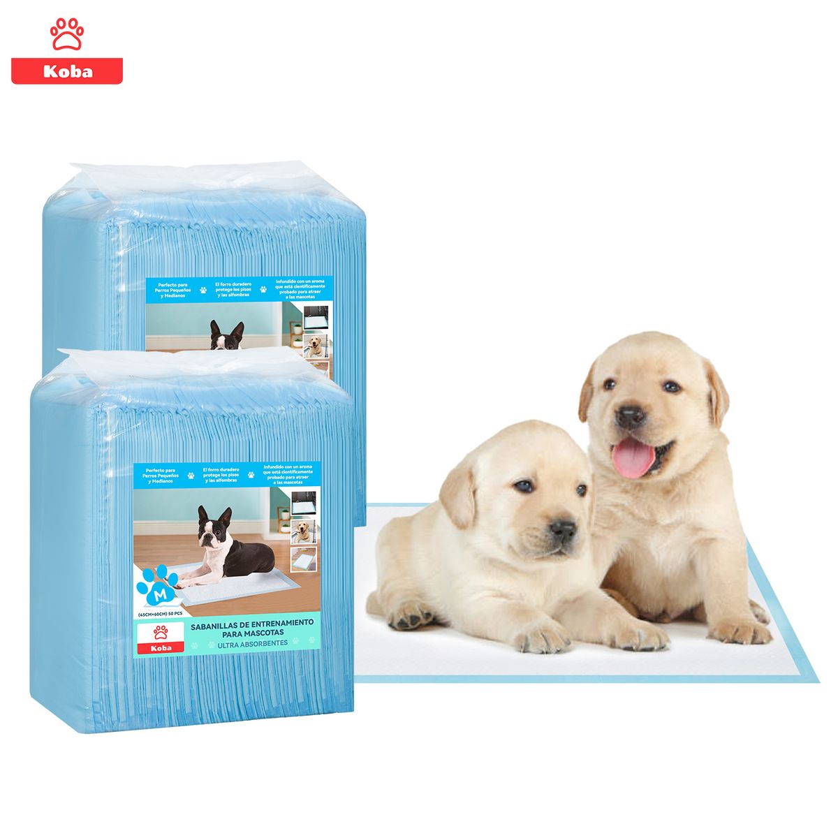 KOBA - 100 Pañales Sabanillas Entrenamiento Perro Talla M 45x60cm