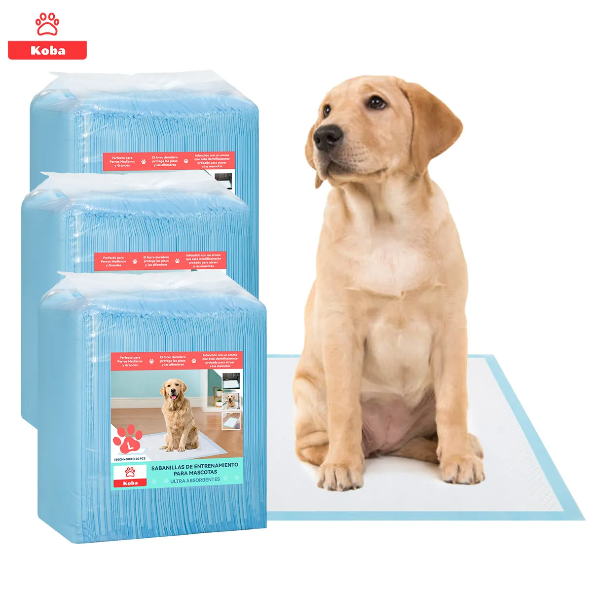 KOBA - 120 Pañales Sabanillas Entrenamiento Perro Talla L 60x60cm