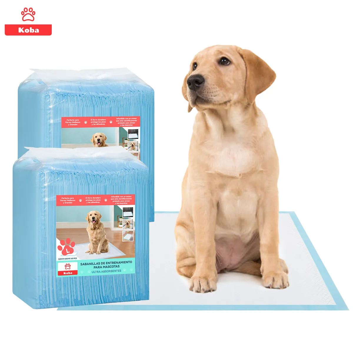 KOBA - 80 Pañales Sabanillas Entrenamiento Perro Talla L 60x60cm