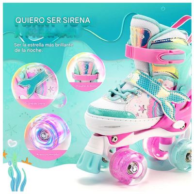 Imagen 2 del producto Patines 4 Ruedas Sirenas Verdes Ruedas Led Talla M