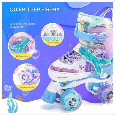 Imagen 2 del producto Patines 4 Ruedas Sirenas Lila Ruedas Led Talla S