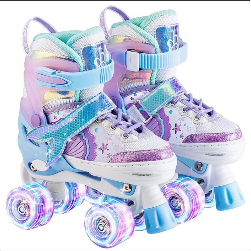 GENERICO - Patines 4 Ruedas Sirenas Lila Ruedas Led Talla M