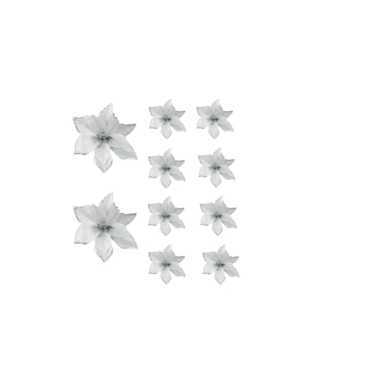 GENERICO - Pack X10 Flores Navideña Adorno De Navidad Decoracion Arbol Gris