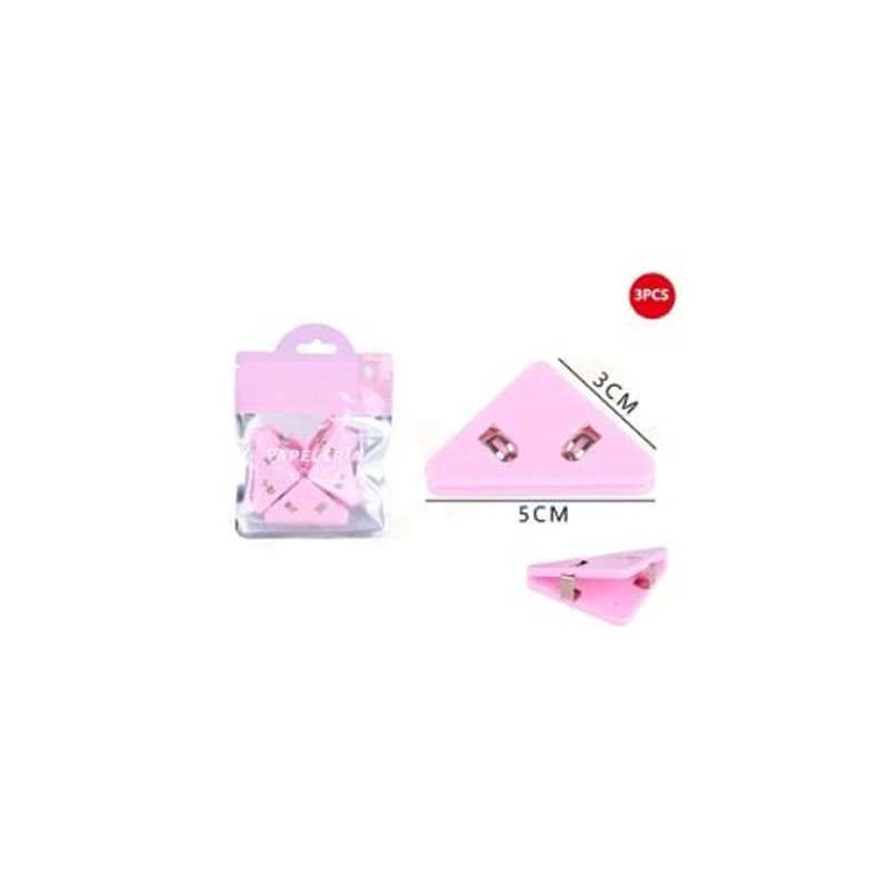 GENERICO - Pinza Triangulo Rosado Pastel 5 3 Cm 3 Pcs