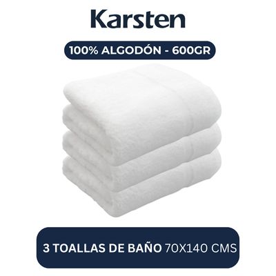 Imagen 2 del producto Set 3 toallas de baño hoteleras 600gr 100% algodón blancas