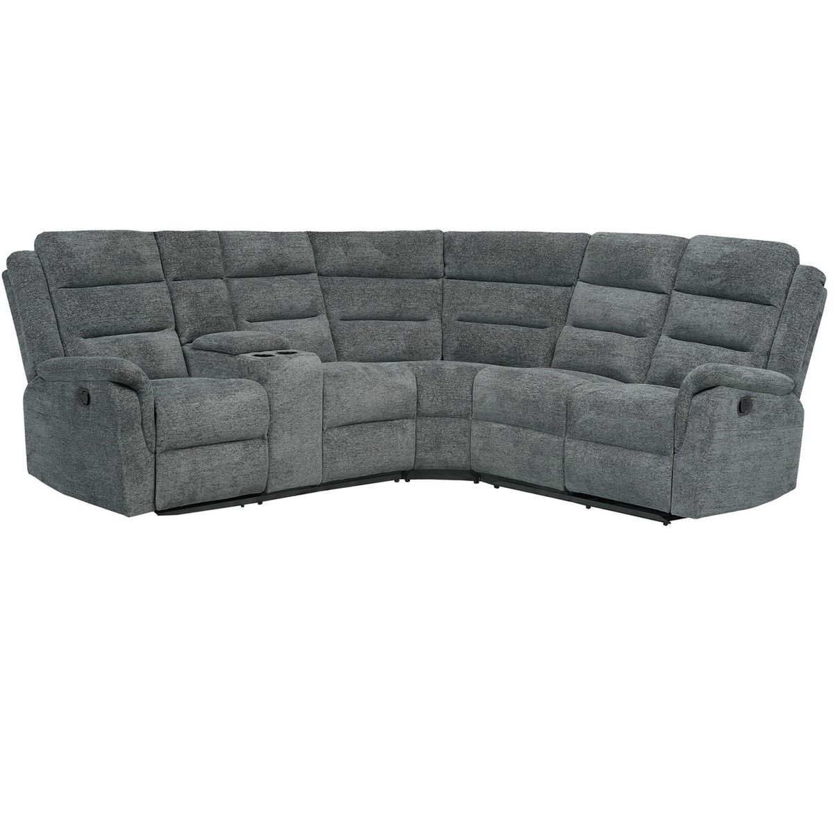 ECOMUSO - RECLINABLE SECCIONAL DAYTON 3PC CHENILLE GRIS ECOMUSO 8099