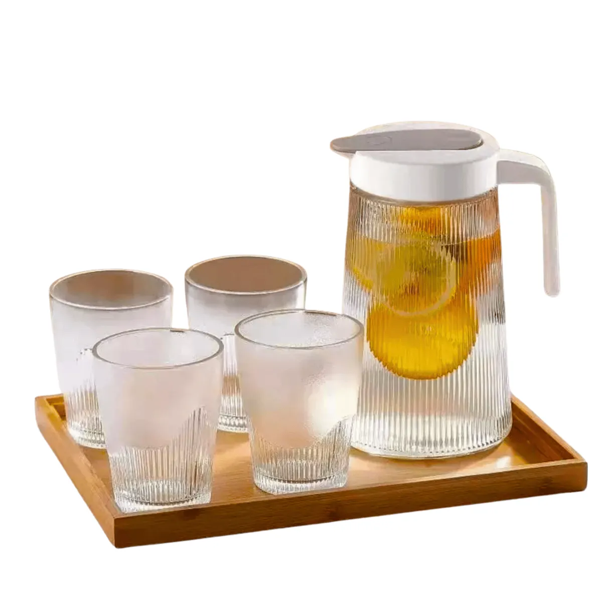 LINE - Set de Jarra de Vidrio 4 tazas Tapa de Tipo Push 1300 ml
