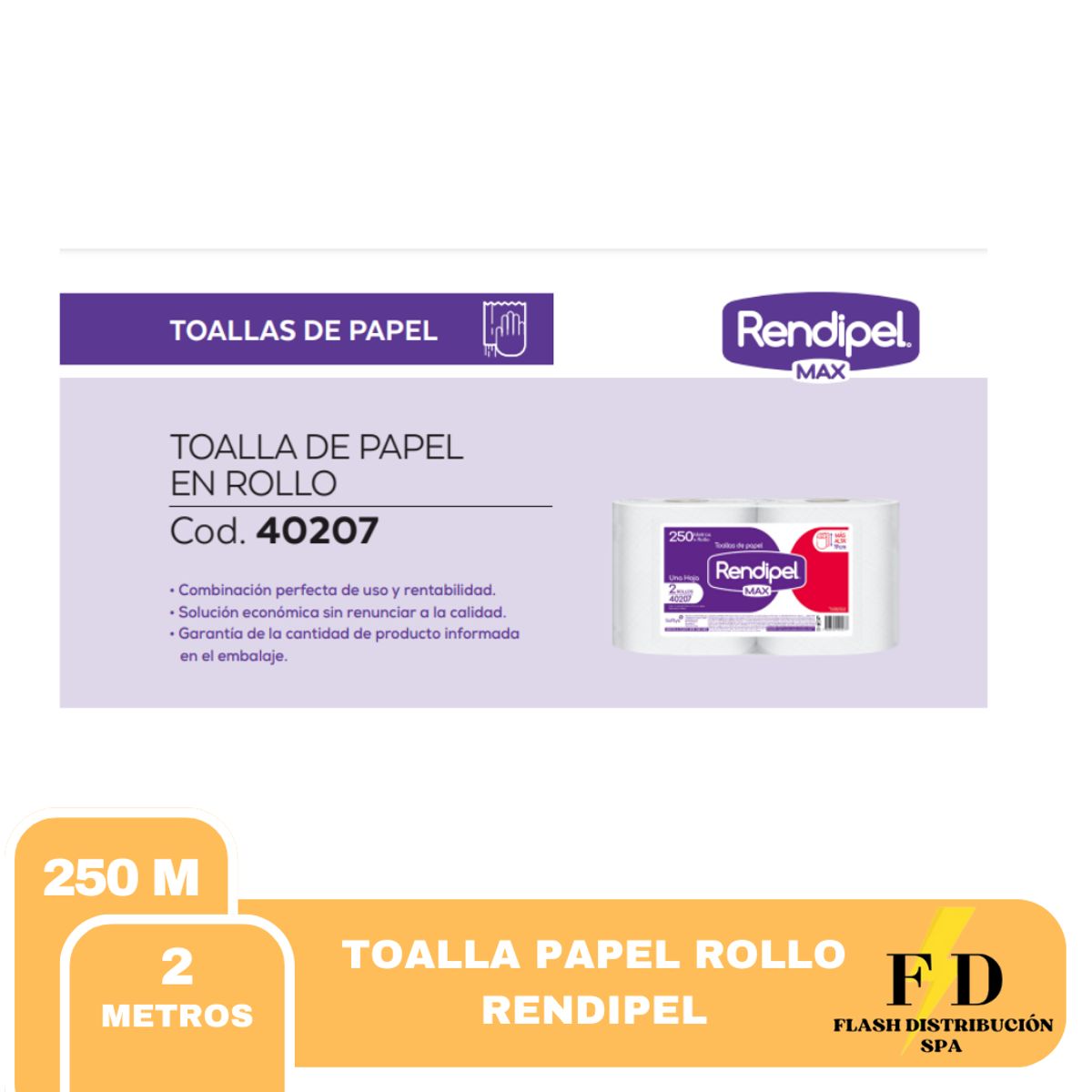 ELITE - TOALLA PAPEL INDUSTRIAL RENDIPEL MAX 2X250