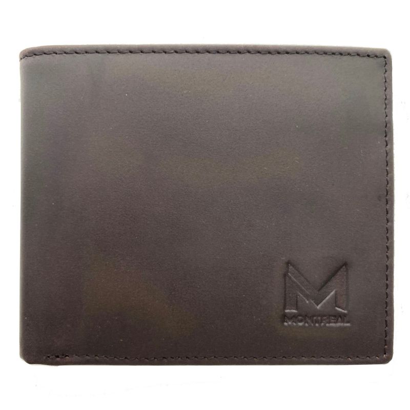 MONTREAL - Billetera hombre cuero genuino protección RFID trifold brown