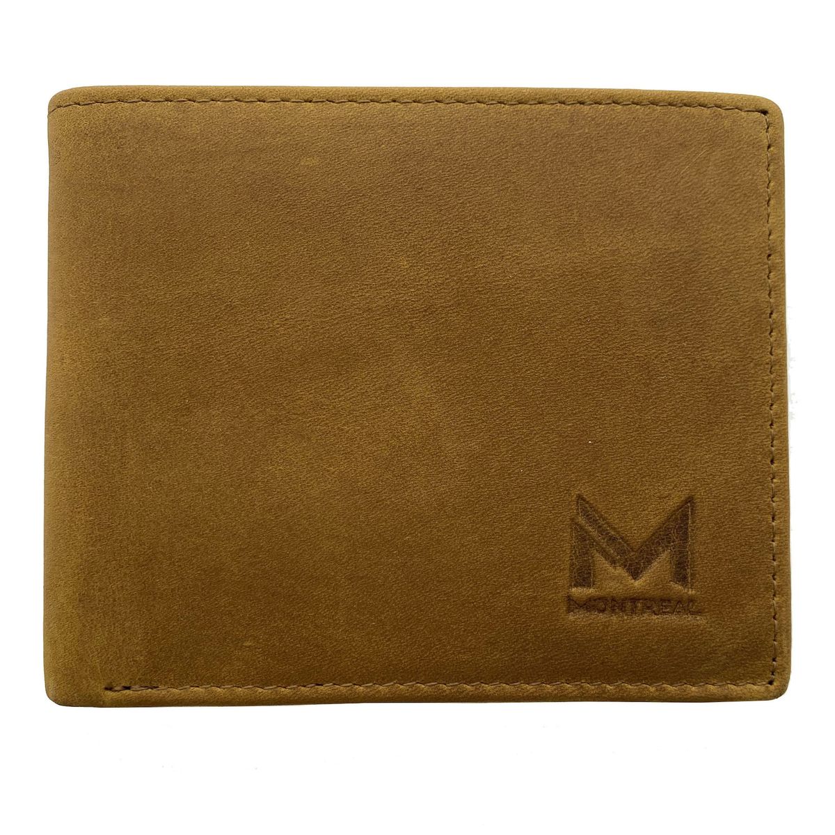 MONTREAL - Billetera hombre cuero genuino protección RFID trifold brown
