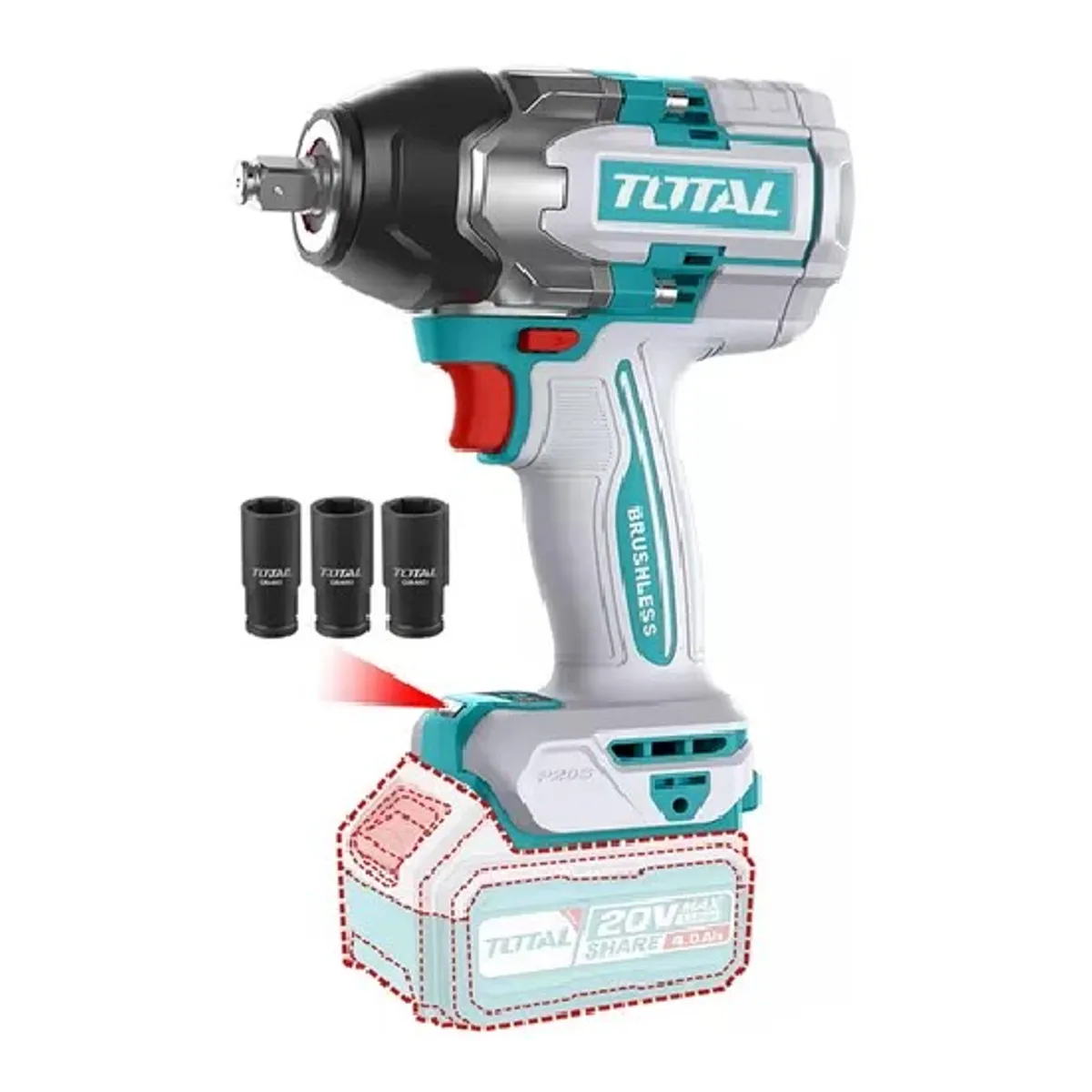TOTAL TOOLS - Taladro Pistola Llave Impacto 20v 850nm Total Tiwli20851