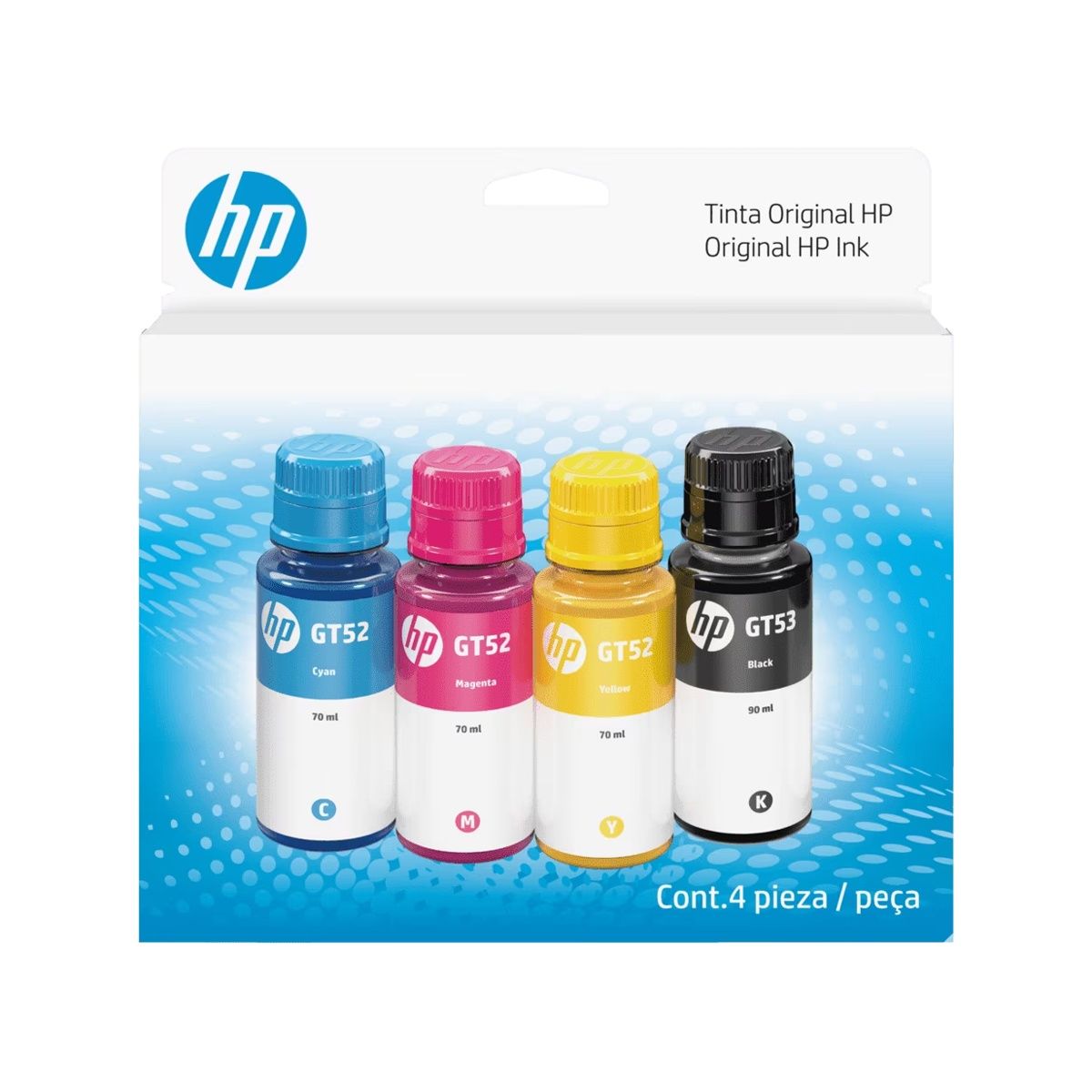 HP - Kit 4 Tintas para Impresora Hp Gt53 y Gt52 Pack 4 Colores
