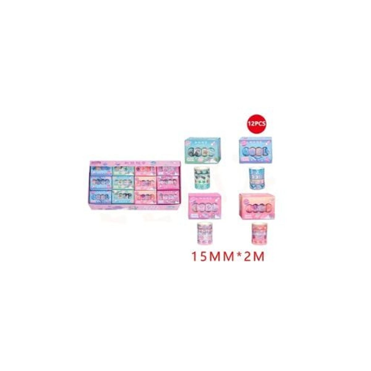 GENERICO - Cinta Adhesiva Universe Kawaii 15 Mm 2M 12 Pcs