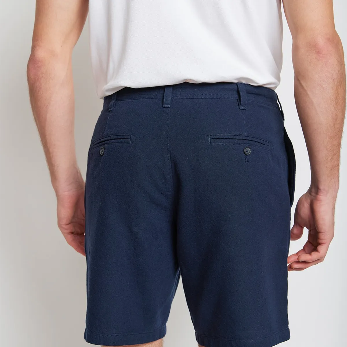 TRIAL - Bermuda Hombre Casual Mezcla Algodón Lino Liso Slim Venus Azul Marino