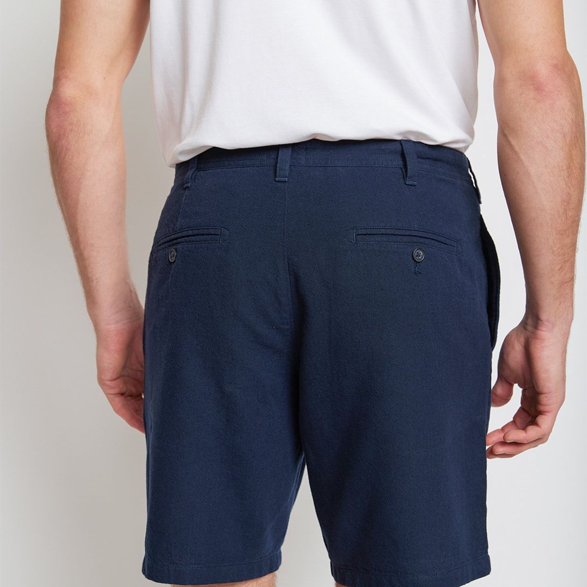 TRIAL - Bermuda Hombre Casual Mezcla Algodón Lino Liso Slim Venus Azul Marino