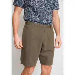 TRIAL - Bermuda Hombre Casual Mezcla Algodón Lino Liso Slim Venus Verde