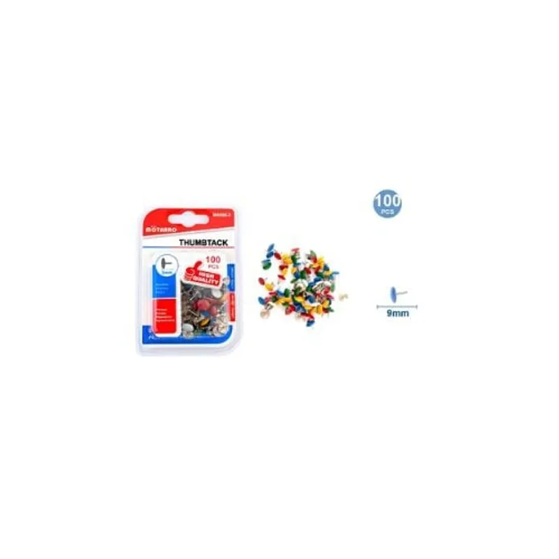 GENERICO - Chincheta Multicolor 9 Mm 100 Pcs