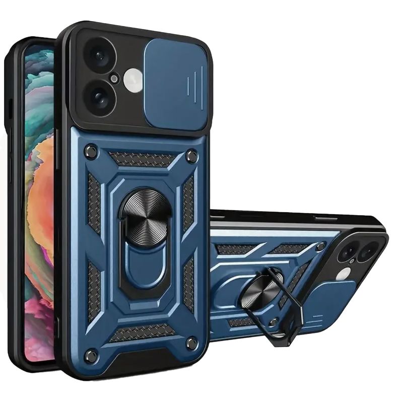 JOIGO - Carcasa Soporte Y Con Anillo Para iPhone 16 Azul