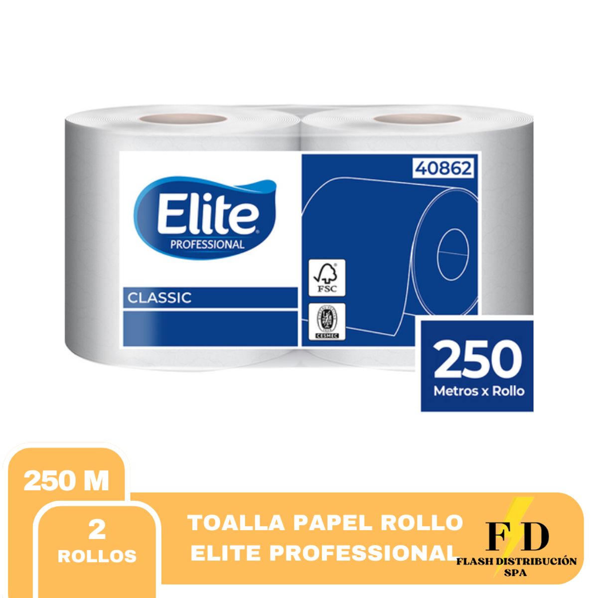 ELITE - TOALLA PAPEL ELITE CLASSIC HS 2X250