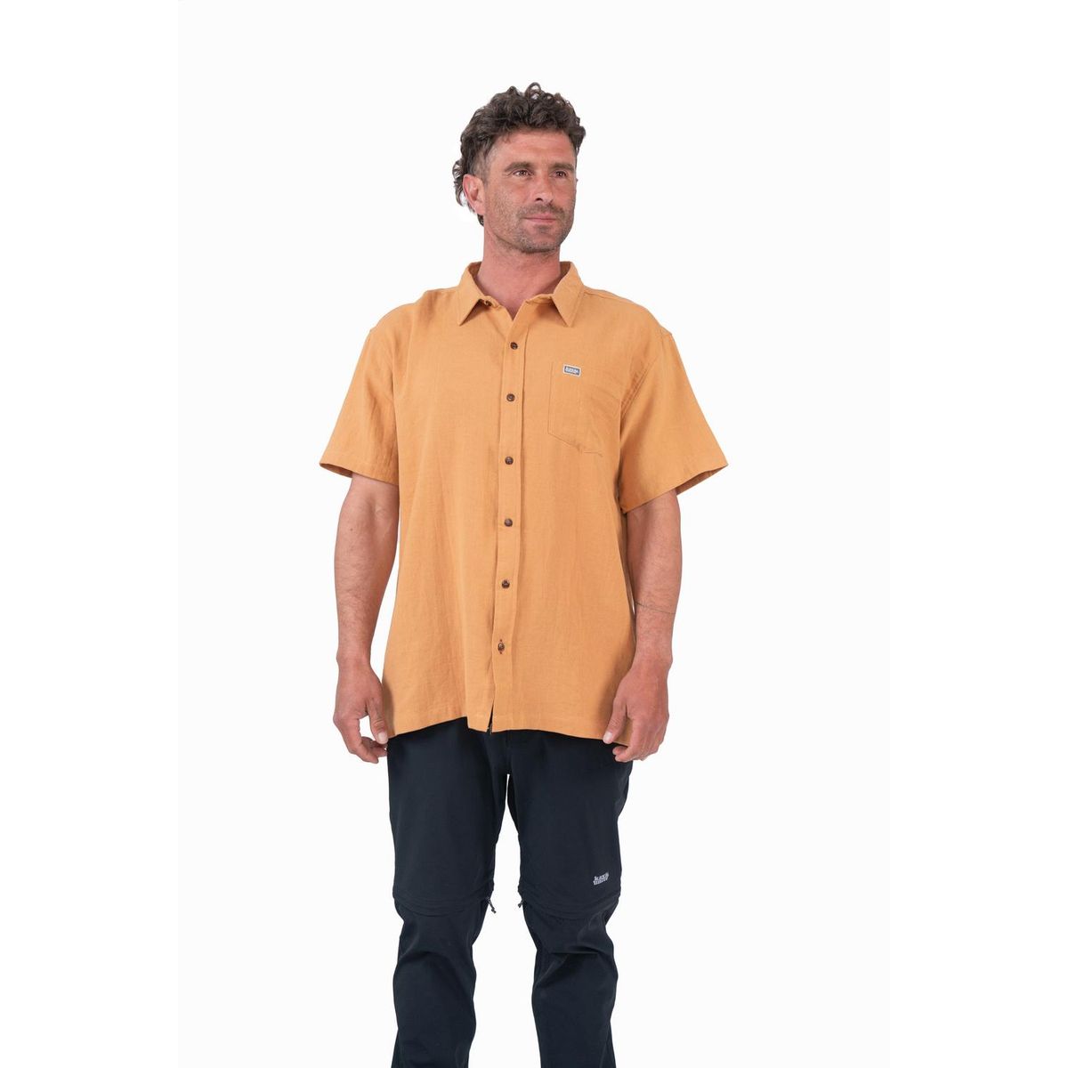 KAYA UNITE - Camisa Hombre Lino Camel