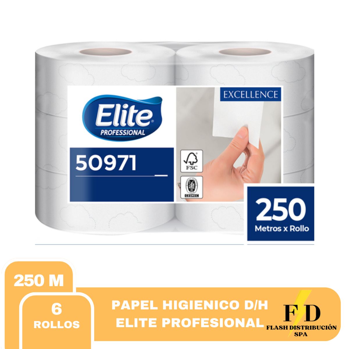 ELITE - PAPEL HIGIENICO JUMBO ELITE PROFESSIONAL 6X250